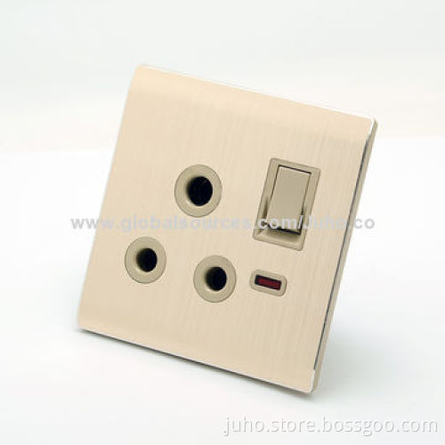 15A multiple socket wall sockets, 1 Gang with red light, electric switch & socket